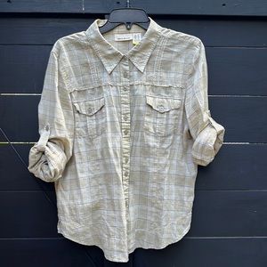 DKNY Jeans Cotton Plaid Safari Shirt